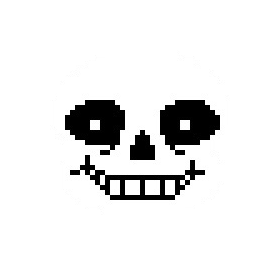 ID: Sans' faceplate from the game Undertale